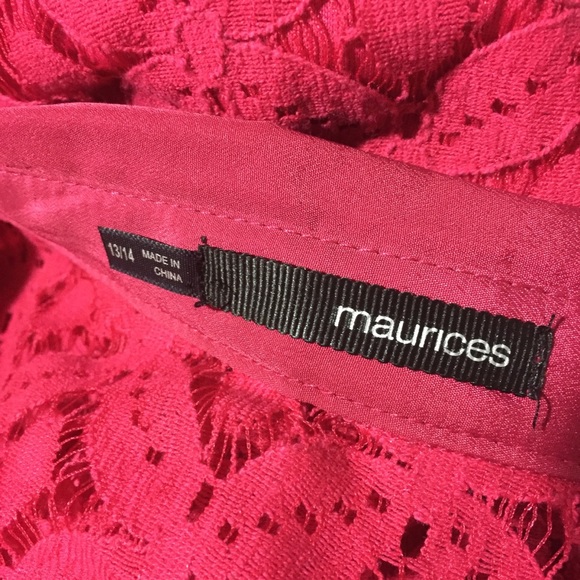 Maurices Pink Lace Cap Sleeve Shirt Dress Jr 13/14 - Picture 7 of 7